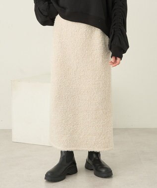 earth music&ecology ラメニットナロースカート Ivory