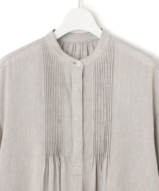 23区 S 【SLOW/洗える】リネンコットン シャツワンピース ライトグレー系