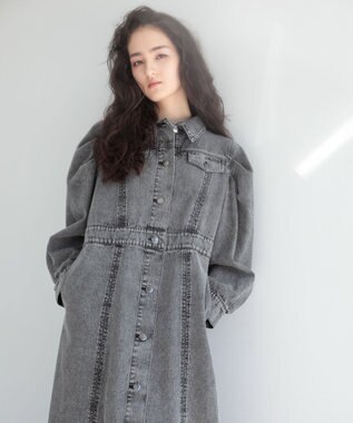 Green Parks ■ＥＳＣＡＲ　ボリュームスリーブデニムワンピース Gray