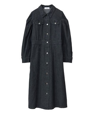 Green Parks ■ＥＳＣＡＲ　ボリュームスリーブデニムワンピース Black
