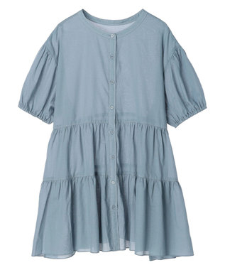 earth music&ecology 綿ローンティアードチュニック Blue