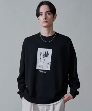 WEGO 【２点セット】アクセ付きフォトグラフィックプルオーバー ブラック