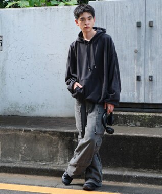 WEGO アシッドウォッシュバルーンパーカー ブラックその他