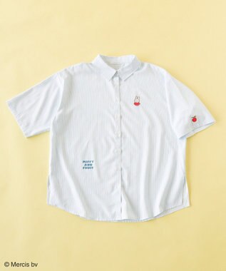 Green Parks ｍｉｆｆｙ／刺しゅうプリントストライプシャツ Sax