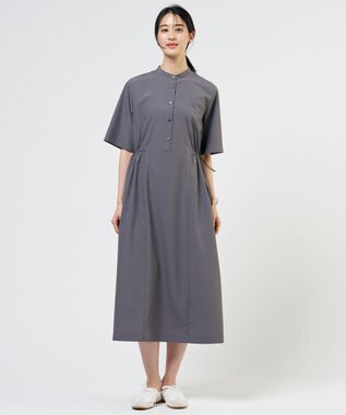 J.PRESS LADIES S ソフトタフタクロス シャツ ワンピース グレー系