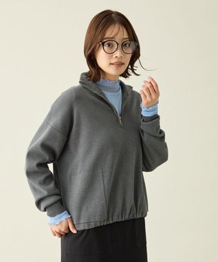 スウェットライクハーフジップニット