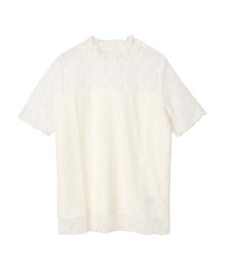 earth music&ecology レースドッキング半袖プルオーバー Ivory