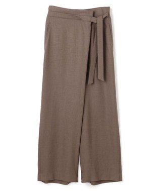 BEIGE， 【洗える】CAROLE / リネンライクラップワイドパンツ Mocha
