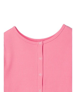 earth music&ecology ドットボタン５分袖リブプルオーバー Pink