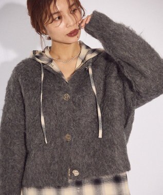 Green Parks 起毛シャギーカーディガン Charcoal Gray