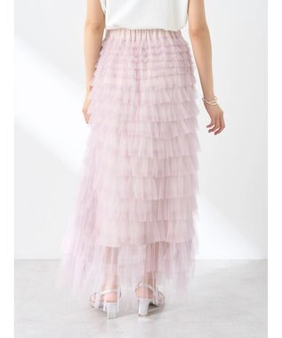 earth music&ecology ティアードフリルチュールスカート Shocking Pink