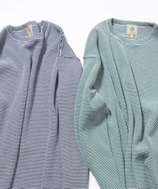 J.PRESS MEN 【Tシャツ感覚で着られる新感覚ニット】ボーダーニット ロングスリーブＴシャツ グリーン系1