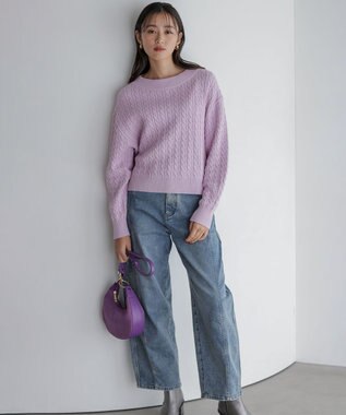 組曲 L 【加藤ローサさん着用】ライトデニムカーブパンツ ブルー系