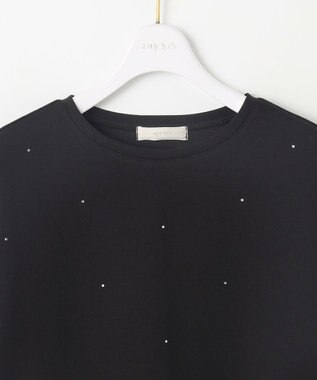 ANY SIS 【洗える】ビジュー付き カットソー ブラック