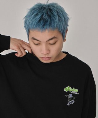 WEGO 【ユニセックス着用ITEM】別注VISIONグラフィックスリーブプリントT（LS） ブラック