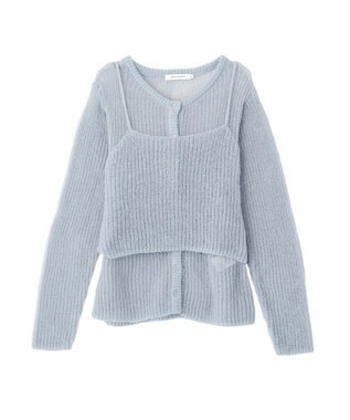 AMERICAN HOLIC 甘編みキャミカーディガンセット Sax