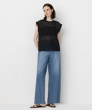 NAVE 【Nave・洗える/シアー素材】シアーリンクル ノースリーブブラウス ブラック系