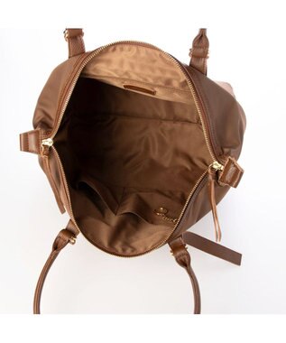 UNBILLION ペルケ perche / ナイロン×牛革かぶせジェムストーントートバッグ ブラウン