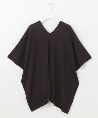 自由区 【洗える/セットアイテム】マルチWAYコンビ ニットポンチョ×プルオーバー ブラウン系ボーダー