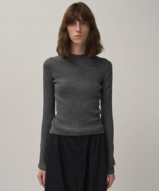 ATON RAMIE WOOL RIB | リブモックネックセーター CHARCOAL GRAY