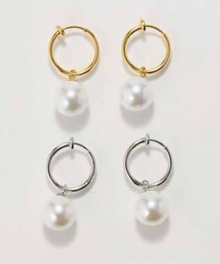 Phoebe 〈金属アレルギー対応〉バランスパールフープイヤリング　ゴールド/ステンレス/大ぶり/存在感◎/主役級 ゴールド