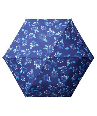 MOONBAT 【超撥水】フロータス (FLO(A)TUS) 折りたたみ傘 ストライプフラワー 耐風 ネイビーブルー