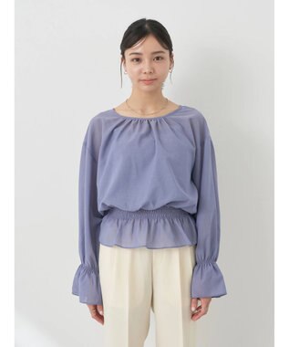 earth music&ecology シャーリングシアーブラウス Blue