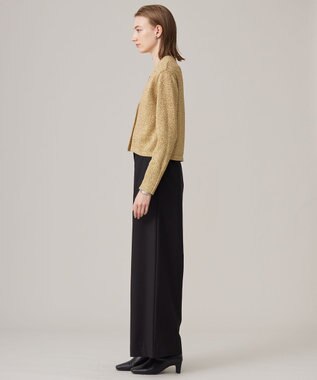 ICB L 【洗える】 ウールヴィスコースストレッチ タックパンツ ブラック系