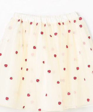 ANY KIDS 【Strawberry Collection】総刺繍 いちごチュールスカート エクリュ