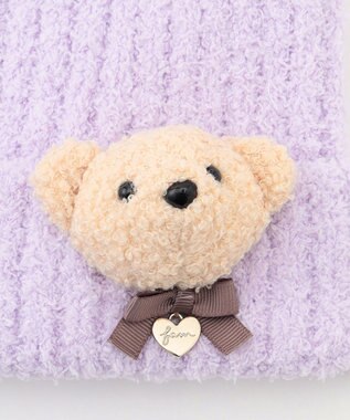 ANY KIDS 立体 アニマル ニット キャップ ラベンダー×クマ