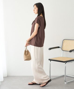 earth music&ecology 【遮熱・接触冷感・UVカット】フレンチスリーブTシャツ Brown