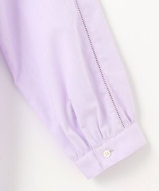 J.PRESS LADIES 【洗える】シャンブレー バンドカラー ピンタック ブラウス ラベンダー系