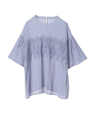 Green Parks ・ＥＬＥＮＣＡＲＥ　ＤＵＥ　ケミカルレースブラウス Blue