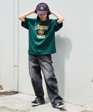 WEGO 【接触冷感/ユニセックス着用ITEM】カレッジロゴグラフィックT（SS） ダークグリーン