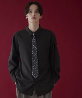 WEGO タイ付きシャツ(LS) ブラック