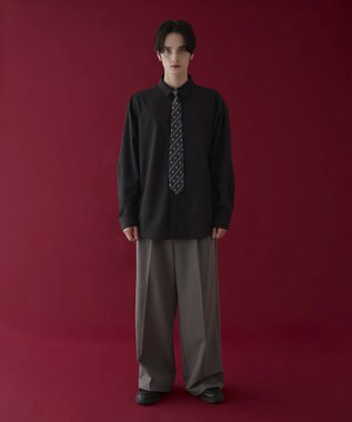 WEGO タイ付きシャツ(LS) ブラック