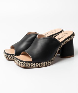 gaimo 【GAIMO/ガイモ】Vカットスクエアヒールサンダル ブラック