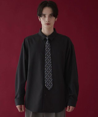 WEGO タイ付きシャツ(LS) ブラック