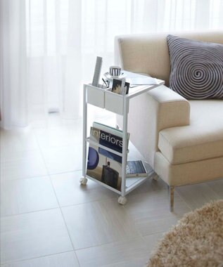  サイドテーブルワゴン タワー ホワイト