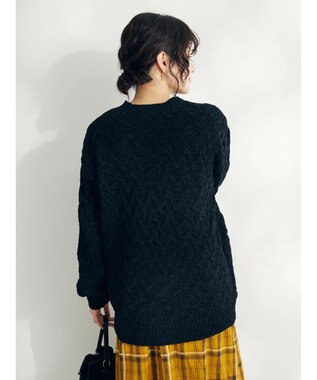 CRAFT STANDARD BOUTIQUE 洗えるモールケーブルニットチュニック Black