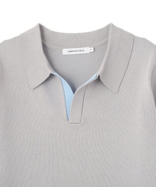 AMERICAN HOLIC 襟付き配色ニット Gray