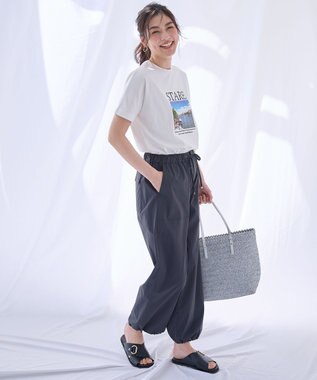 ANY 【ウエストゴム】撥水ナイロンベイカーパンツ スミクロ