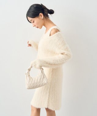 earth music&ecology ＳＥＴ２点シャギーショートカーデ＋ミニワンピース Ivory