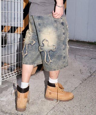 WEGO スーパーバギーフリンジデニムショーツ 柄3