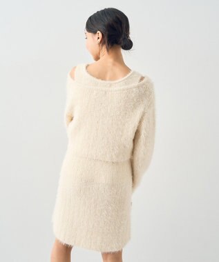 earth music&ecology ＳＥＴ２点シャギーショートカーデ＋ミニワンピース Ivory