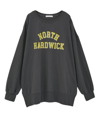 Green Parks カレッジロゴ裏毛チュニック Charcoal Gray