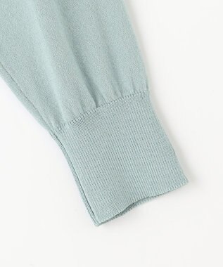 Feroux リボンパール七分袖 カーディガン ライトグリーン系