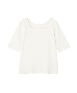 AMERICAN HOLIC スクエアネック5分袖プルオーバー Off White