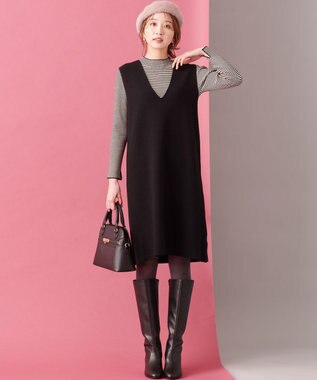 ANY SIS 【2SET】ジャンパースカートツイン セット ブラック×ボーダー