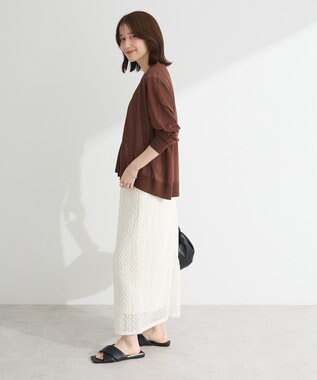 Green Parks 接触冷感ゆったりカーディガン Brown